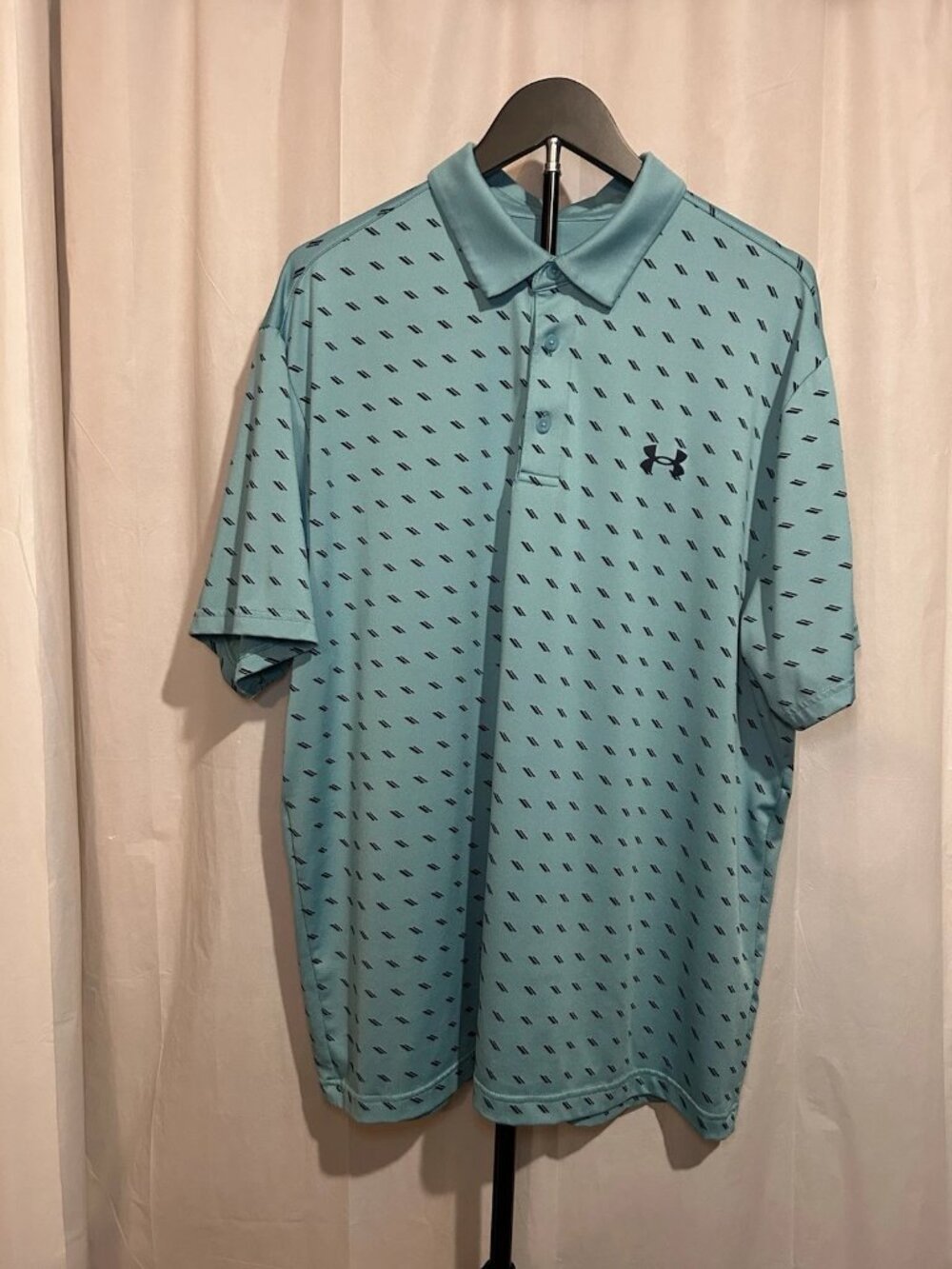 Under Armour XL The Playoff Polo Teal With Navy Print Men's Short Sleeve